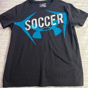 Under armor, youth large, grey and blue color